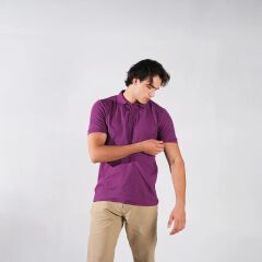 Erkek Mor Polo Yaka T-shirt