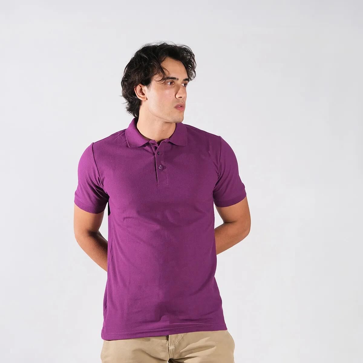 Erkek Mor Polo Yaka T-shirt